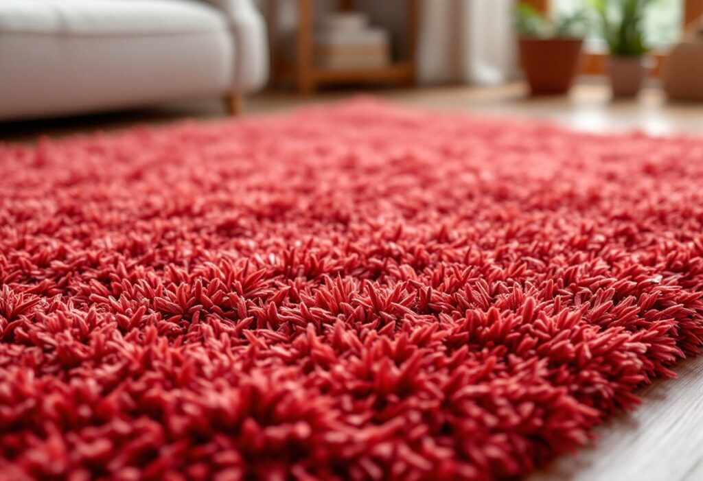 Le tapis shaggy rouge : audace et chaleur dans votre déco