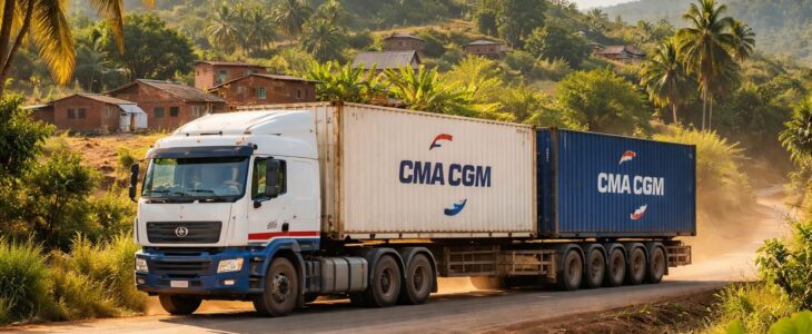 service de transport de matériaux de construction à madagascar utilisant des conteneurs de 40 pieds cma cgm, garantissant sécurité et efficacité pour vos livraisons.
