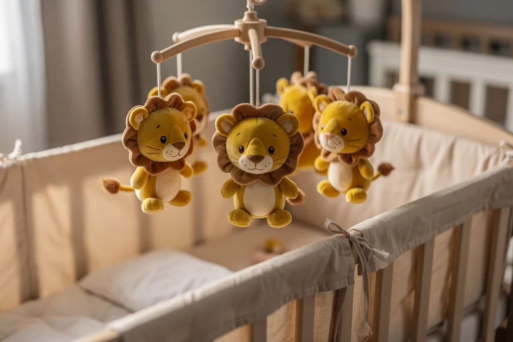 Bébé 0-6 mois : l’indispensable mobile bébé lion pour l’éveil et l’apaisement