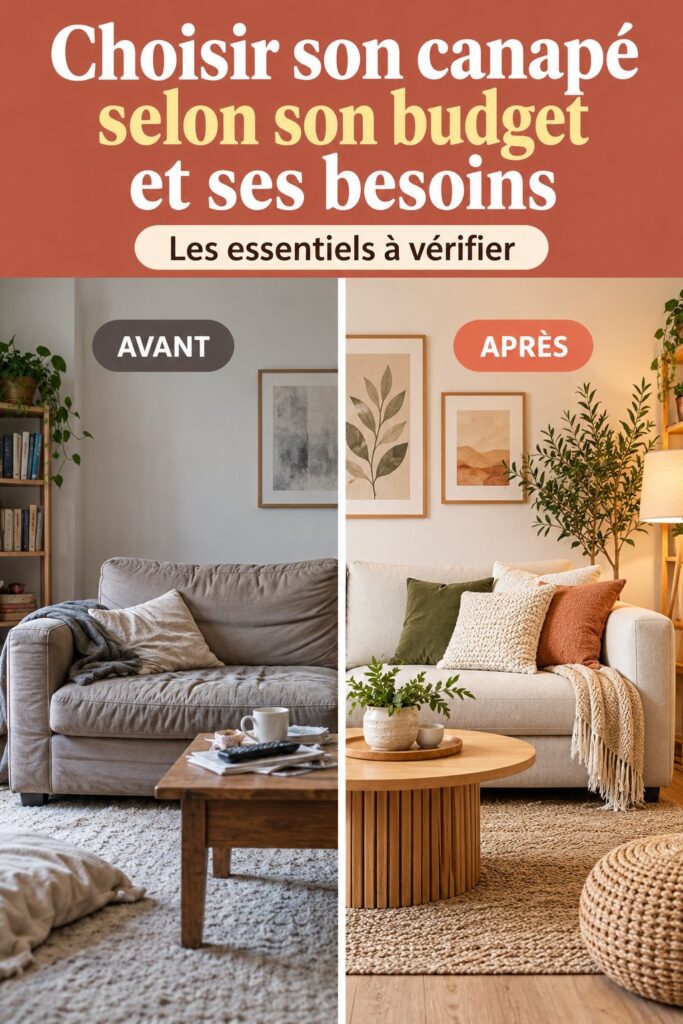 Canapé moderne en tissu avec des coussins colorés dans un salon lumineux