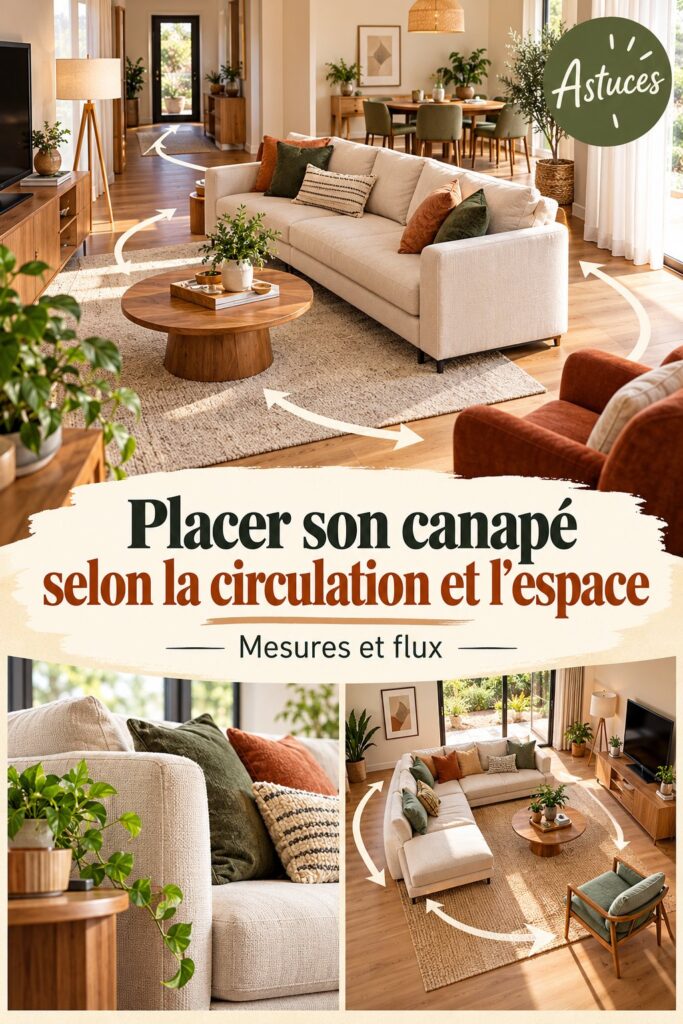 Salon avec canapé bien placé pour une circulation fluide